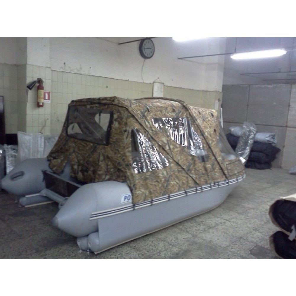 Тент ходовой на лодку Ротан 380Э коричневый камуфляж