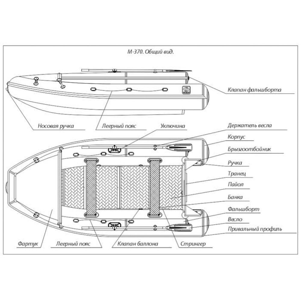 Надувная лодка Фрегат M-370 F серая