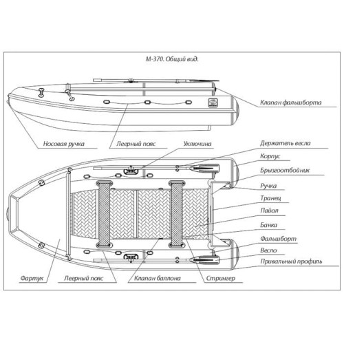 Надувная лодка Фрегат M-370 F серая