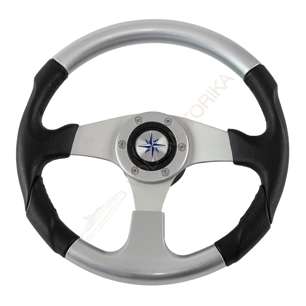 Рулевое колесо EVO MARINE 2 обод черный, спицы серебряные д. 330 мм Volanti Luisi