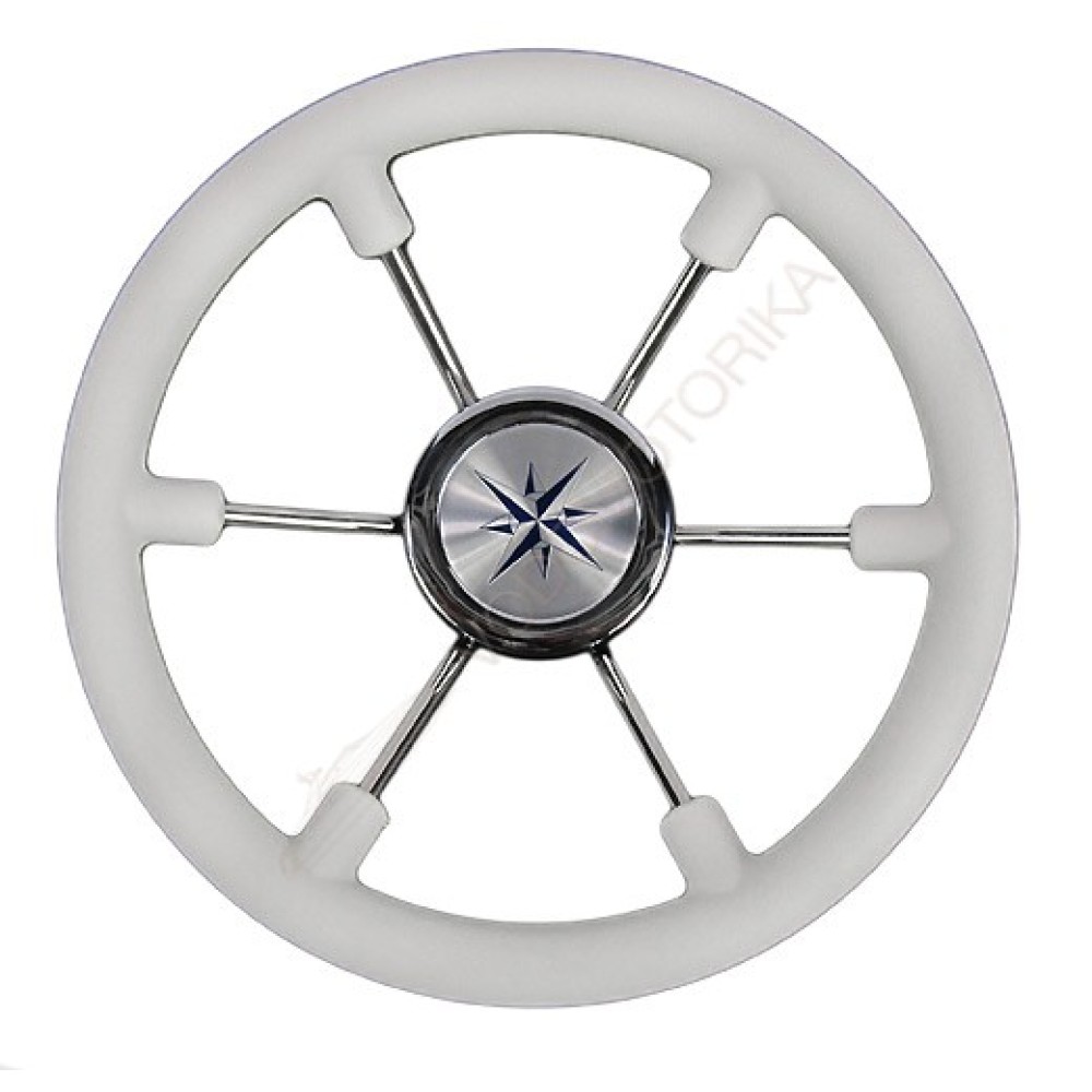 Рулевое колесо LEADER PLAST белый обод серебряные спицы д. 330 мм Volanti Luisi