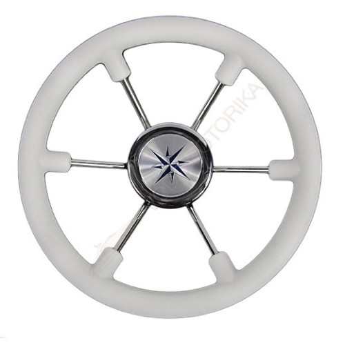 Рулевое колесо LEADER PLAST белый обод серебряные спицы д. 330 мм Volanti Luisi