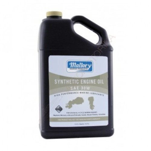 Синтетическое моторное масло Mallory Marine 30W "GOLD" для 4-тактных двигателей, 4.73 л