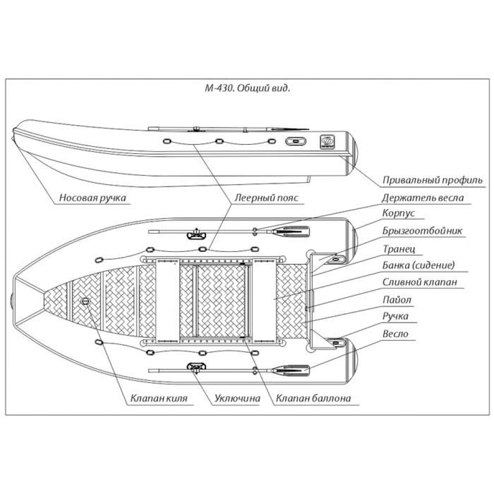 Надувная лодка Фрегат М-430 серая