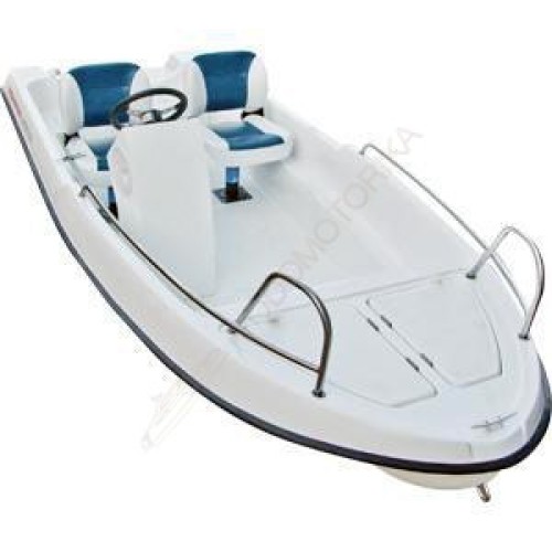 Лодка LAKER 410 пластиковая моторно-гребная с креслами и консолью ( белая )