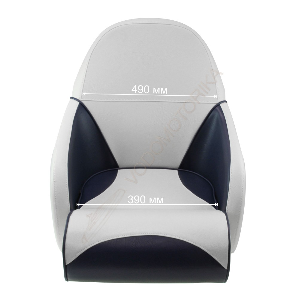 Кресло OCEAN 51 мягкое, подставка, обивка бело-синий винил (1070200010)