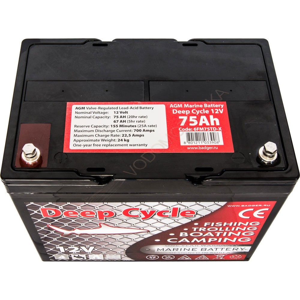 Аккумулятор глубокого разряда Marine Deep Cycle AGM 6FM75TD-X
